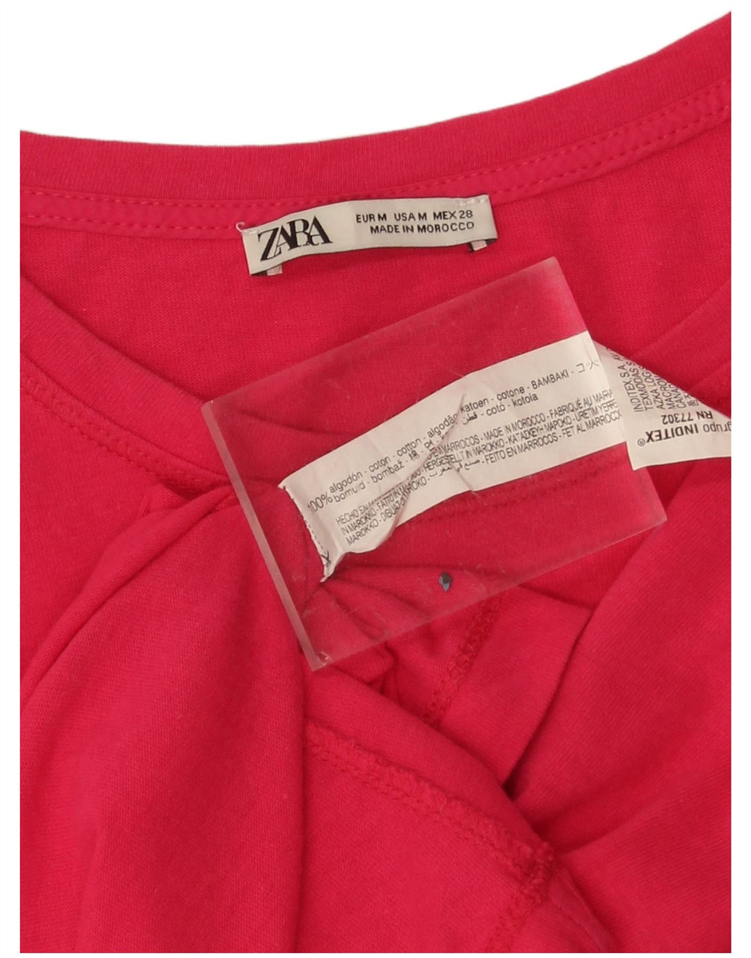 Zara Damen Übergroßes T-Shirt-Oberteil UK 14 Mittelrosa Baumwolle