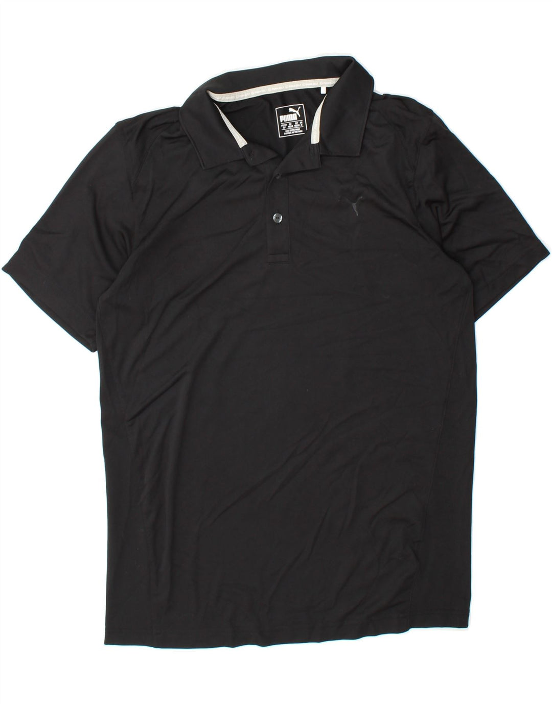PUMA Mens Polo Shirt Medium Black Polyester Vintage Puma and Second-Hand Puma from Messina Hembry 