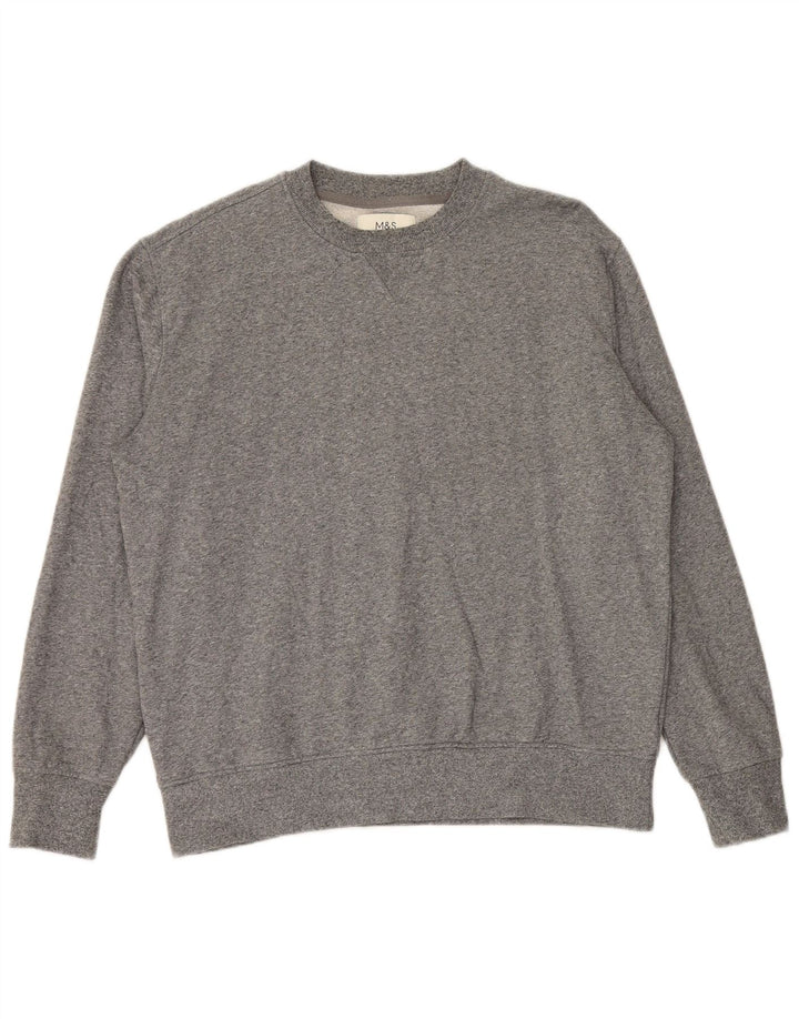 Marks & Spencer Herren-Sweatshirt-Pullover, große grau gefleckte Baumwolle