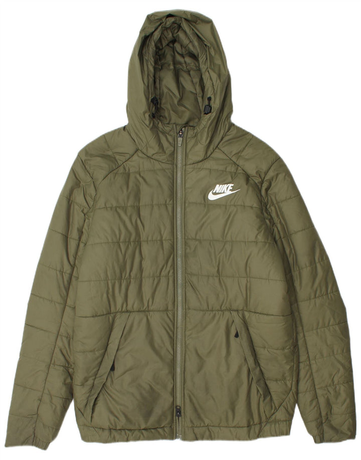 Nike Herren-Kapuzenjacke, wattiert, UK 38, Mittel-Khaki, Polyester