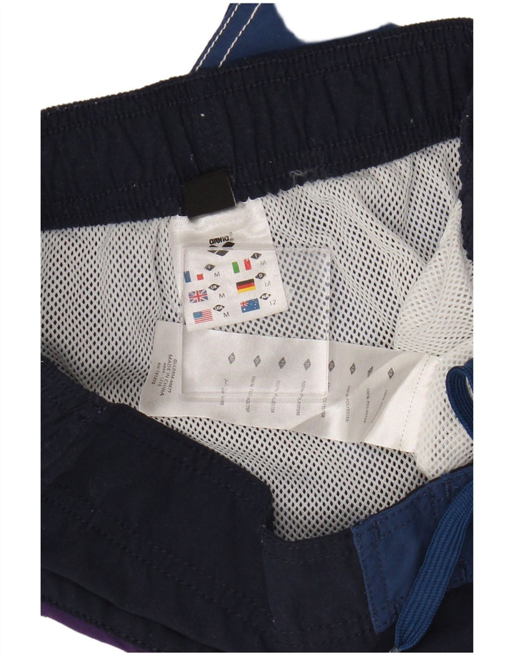 Arena Herren-Badeshorts mit Grafik, mittelblaues Farbblock-Polyester