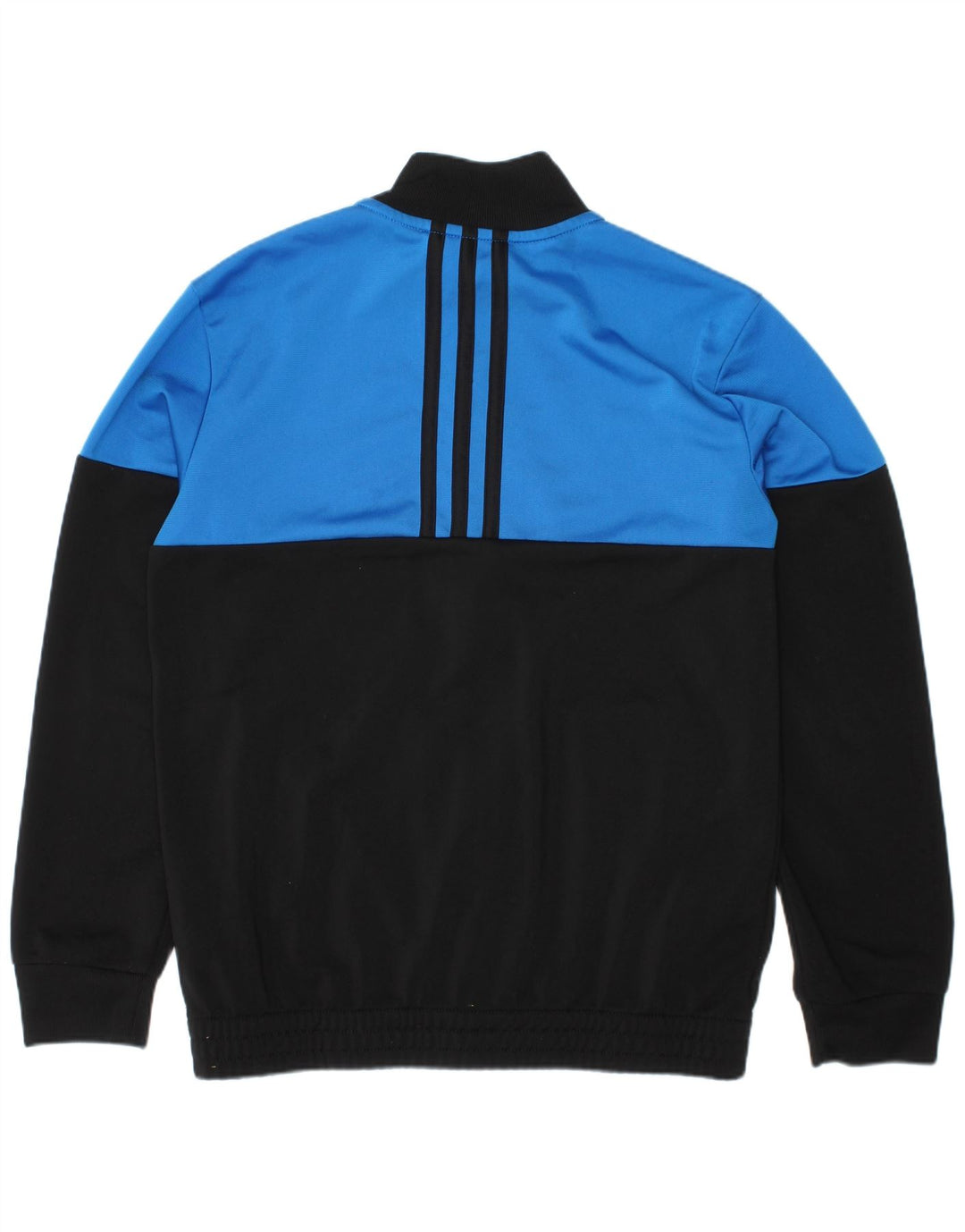 ADIDAS Boys Tracksuit Top Jacket 9-10 Years Black Colourblock Polyester