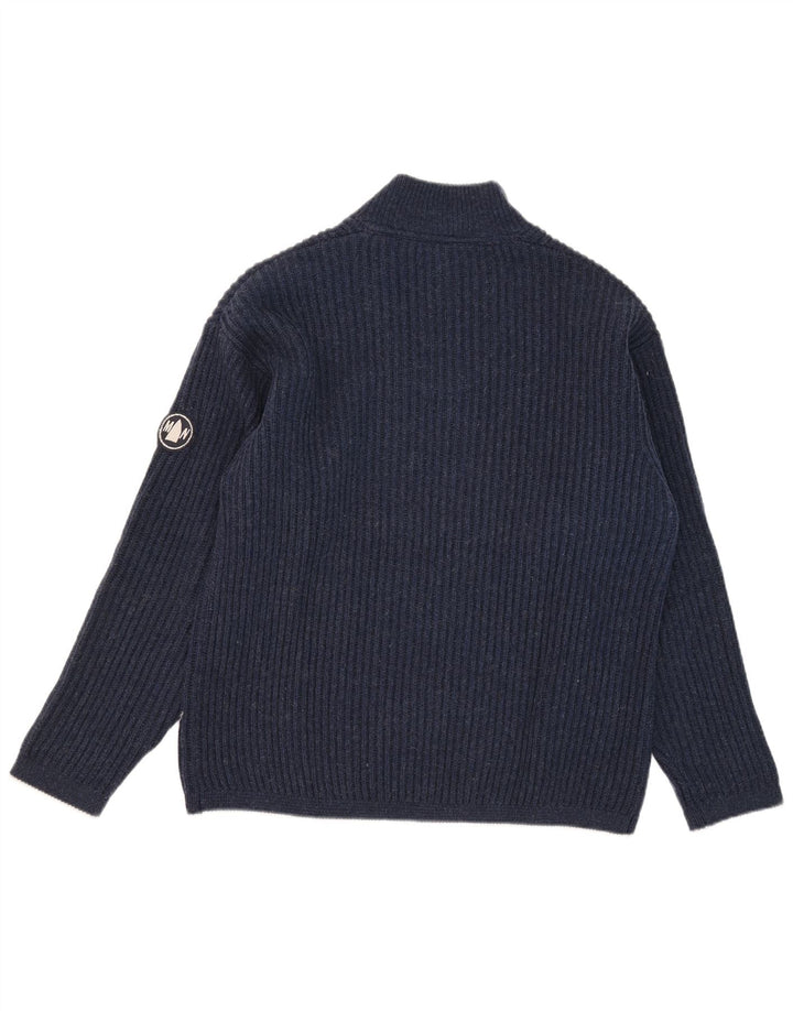 Murphy & Nye Herren-Pullover mit Reißverschluss am Hals, mittelmarineblaue Wolle