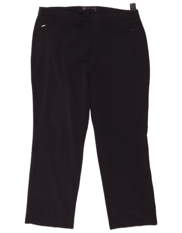 Marks & Spencer Damen-Hose mit hoher Taille, kurz geschnitten, UK 14, Größe L W34 L26, Marineblau