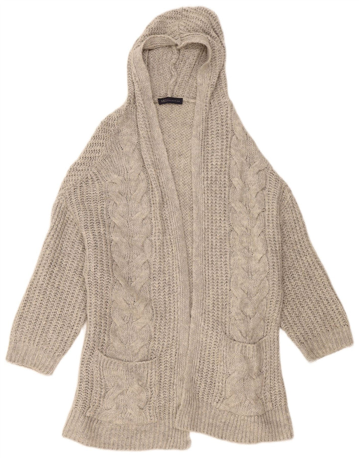 Marks & Spencer Damen-Cardigan mit Kapuze, offen, Gr. 14, Mittelgrau
