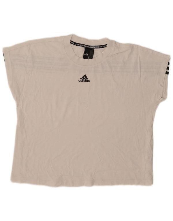 Adidas Damen Crop Übergroßes T-Shirt Top UK 10 Small Weiße Baumwolle