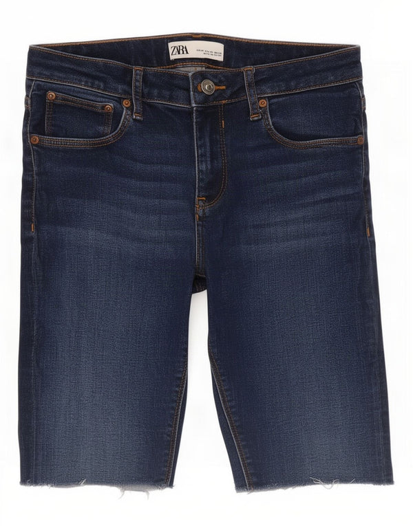 Zara Damen Jeansshorts EU 38 Small W28 Marineblau