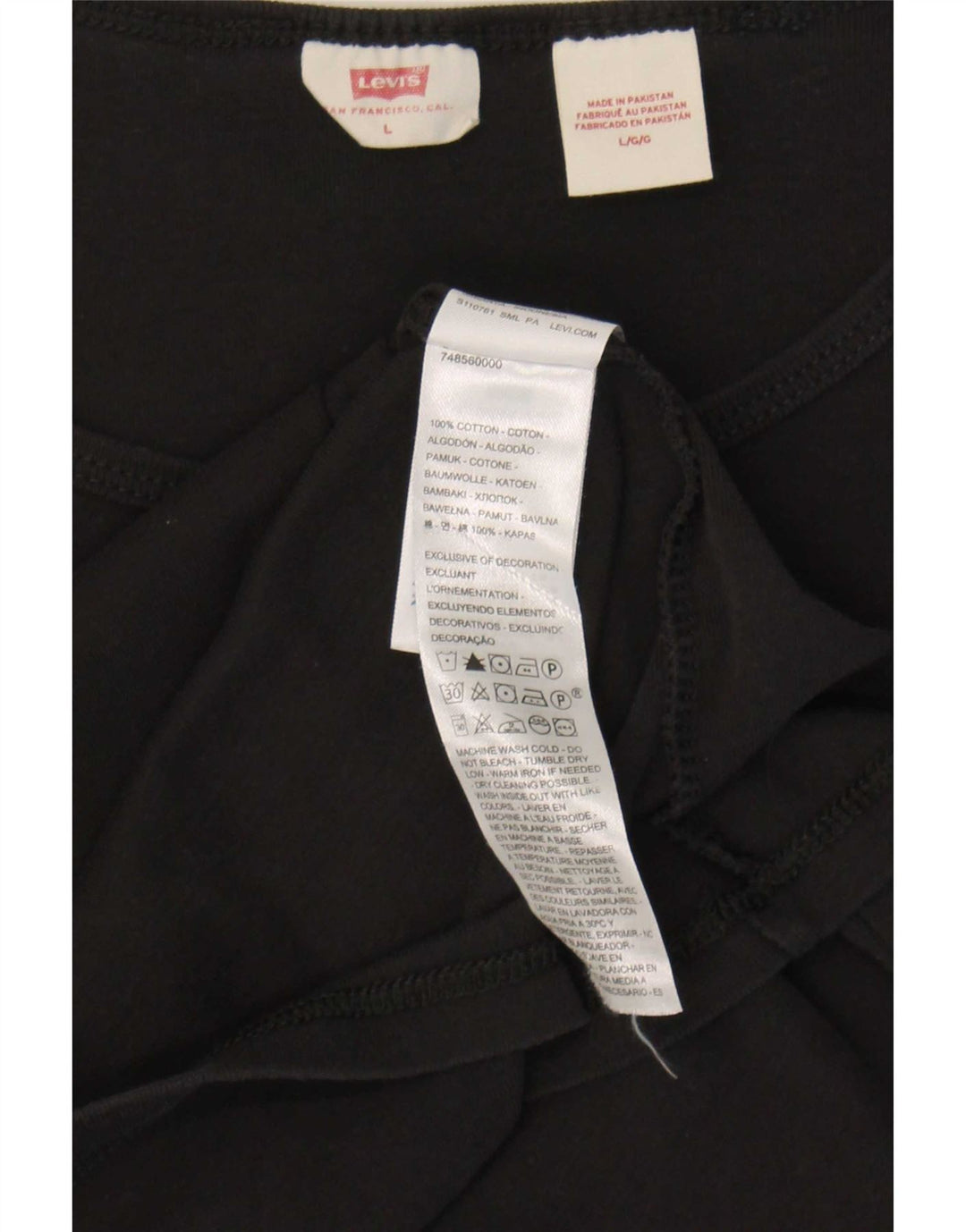 Levi's Damen T-Shirt Top UK 14 Large Schwarz Baumwolle