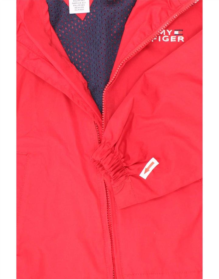 Tommy Hilfiger Jungen-Bomberjacke mit Kapuze, 4–5 Jahre, rotes Farbblockdesign