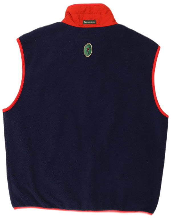 Henry Cottons Herren-Fleeceweste, UK 40, groß, Marineblau, Farbblock-Polyester