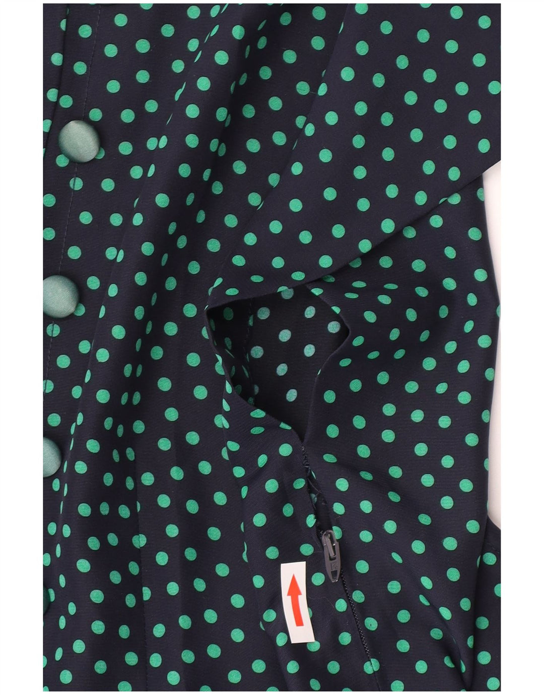 Vintage Damen A-Linie Kleid UK 10 Small Navy Blue Polka Dot