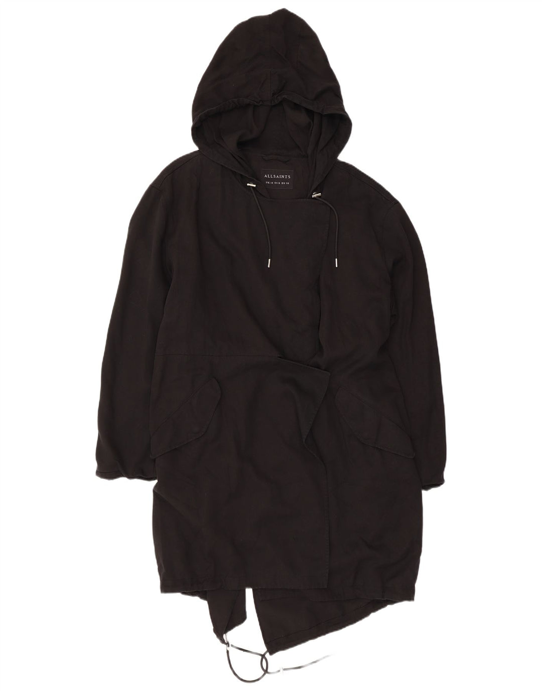 ALL SAINTS Womens Oversized Hooded Parka Jacket UK 10 Small Black