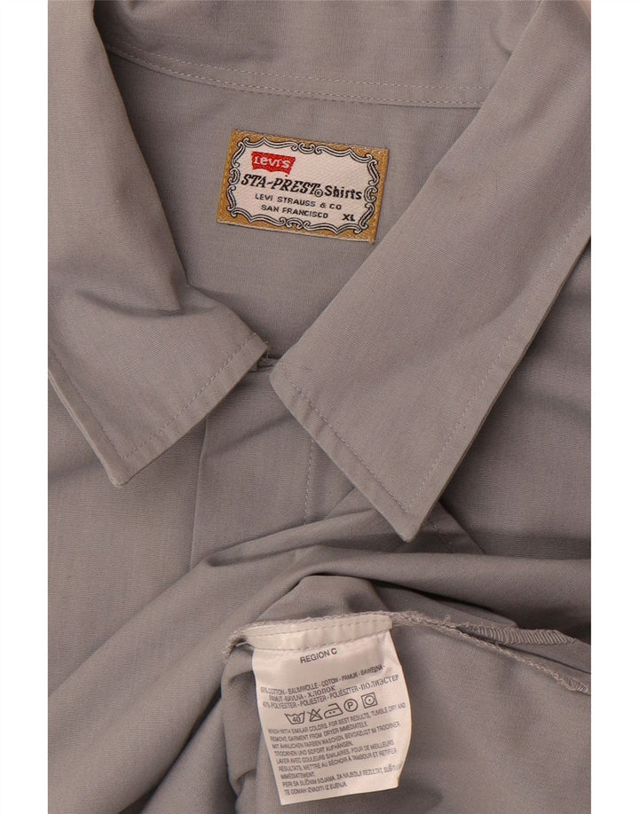 LEVI'S Mens Short Sleeve Shirt XL Grey Cotton
