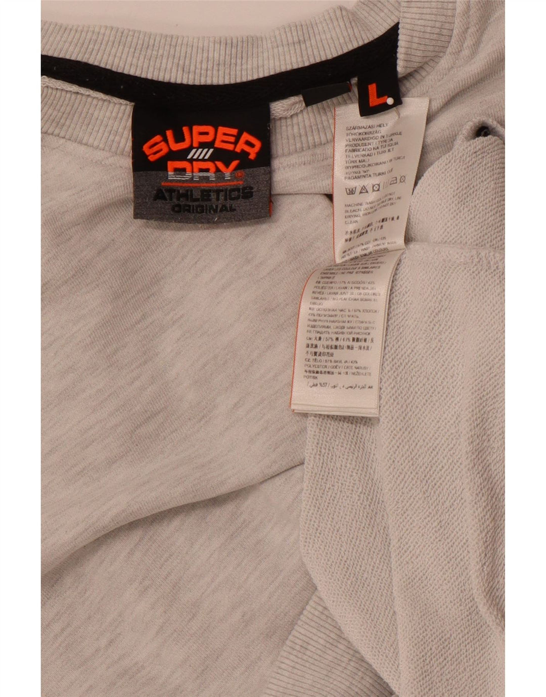 SUPERDRY Herren-Sweatshirt mit Grafik, Größe L, aus grauer Baumwolle