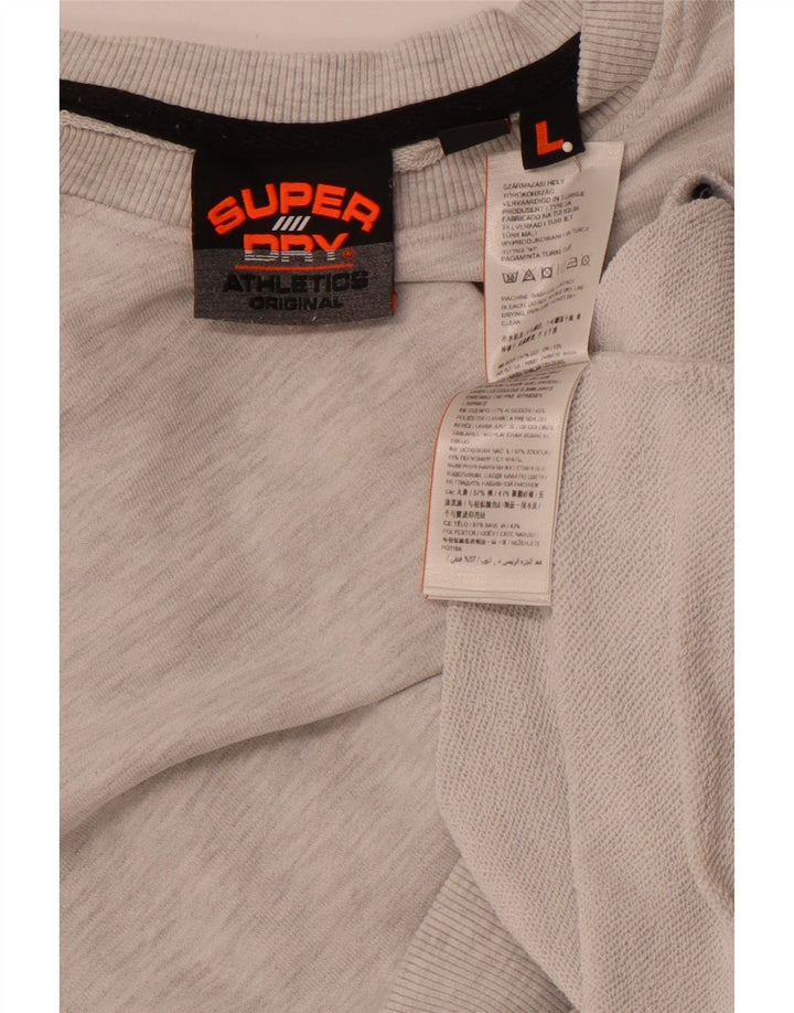 SUPERDRY Herren-Sweatshirt mit Grafik, Größe L, aus grauer Baumwolle