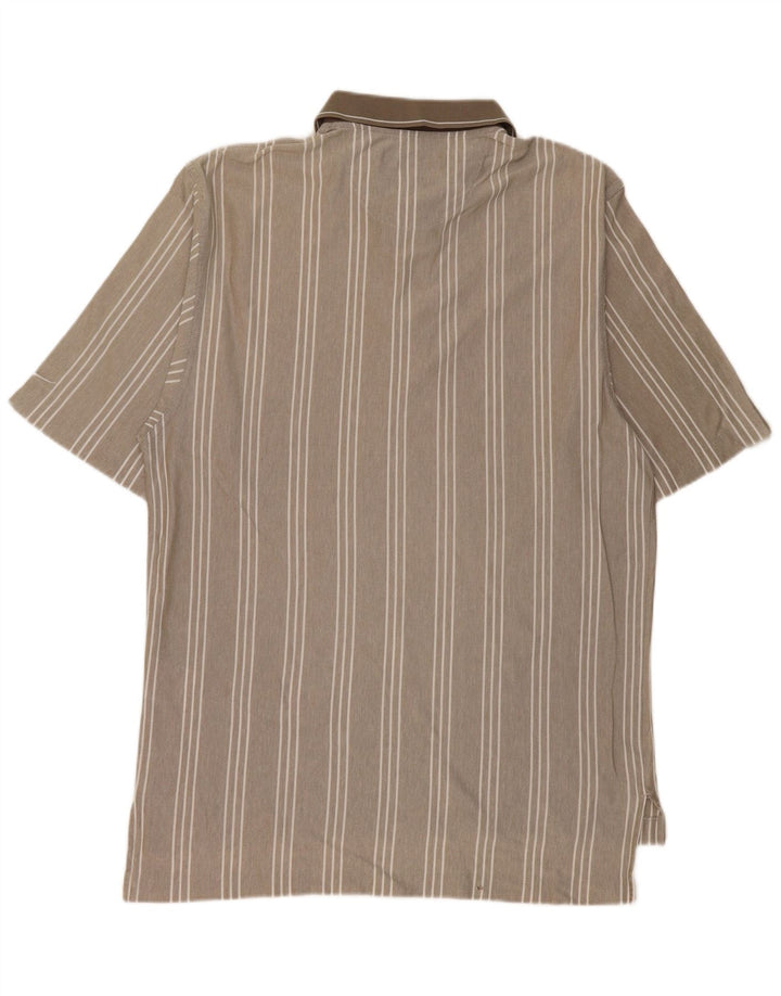 NIKE Herren-Poloshirt UK 39/41 Mittelbeige gestreift