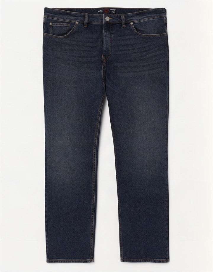 Marks & Spencer Herren Regular Straight Jeans W42 L31 Marineblaue Baumwolle