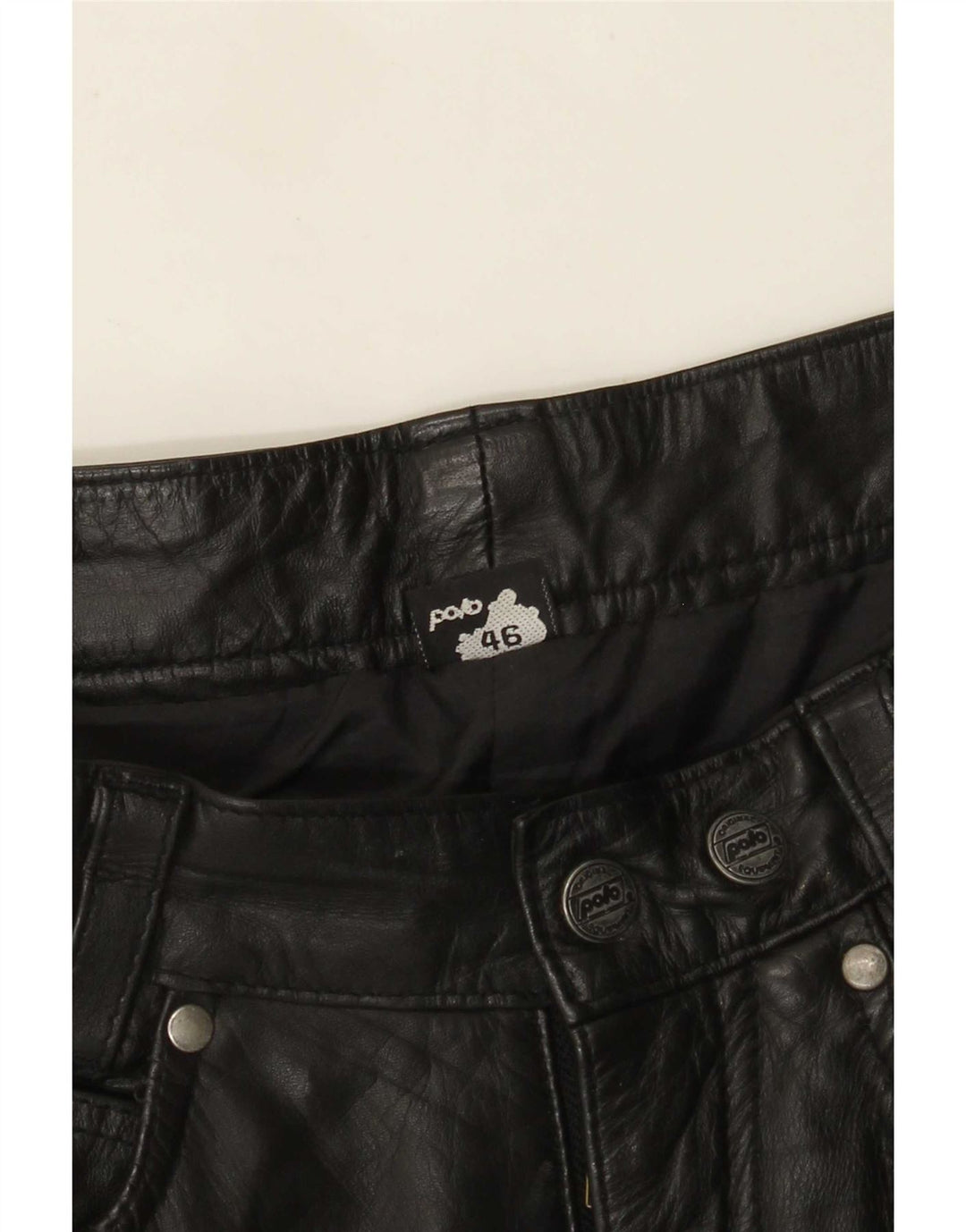 POLO Herren Leder Slim Hose IT 46 Small W28 L26 Schwarz