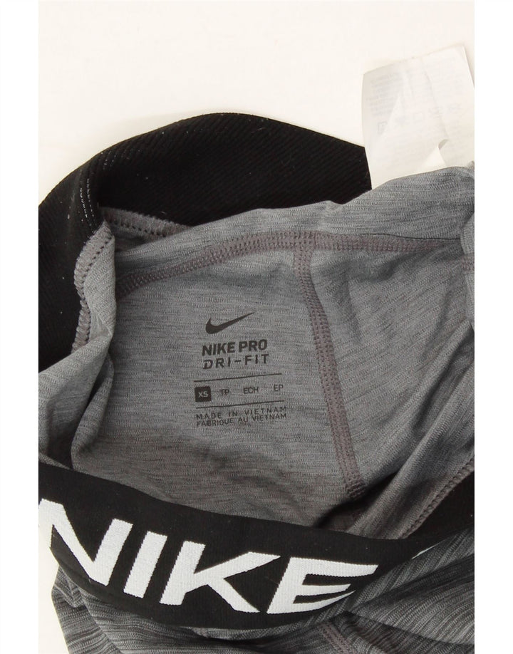 NIKE Womens Dri Fit Graphic Leggings UK 4 XS  Grey Colourblock Polyester Vintage Nike and Second-Hand Nike from Messina Hembry 