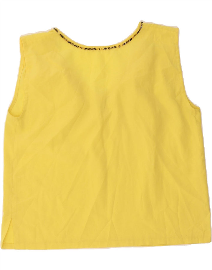 VINTAGE Womens Crop Sleeveless Blouse Top UK 12 Medium Yellow Vintage Vintage and Second-Hand Vintage from Messina Hembry 