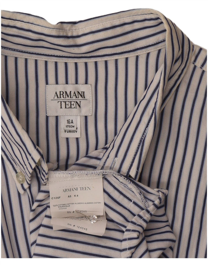 Armani-Hemd für Jungen, 15–16 Jahre, weiß gestreift, Baumwolle