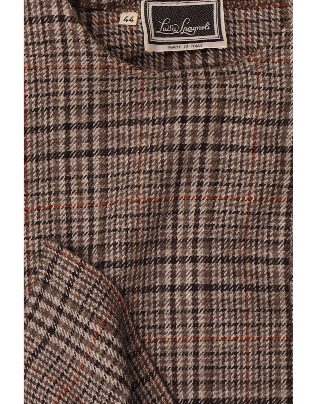 Luisa Spagnoli Damen 2-Knopf-Blazerjacke IT 44 mittelbraun karierte Wolle