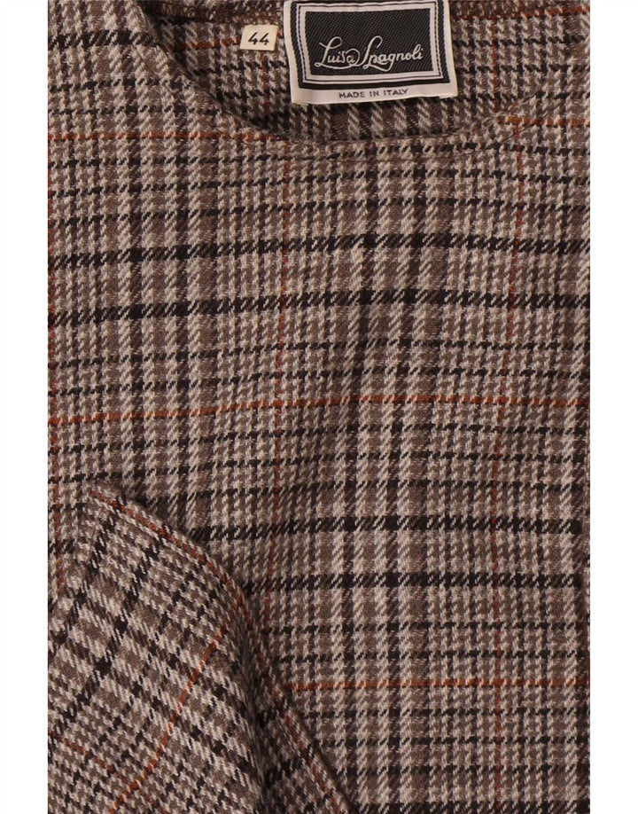 Luisa Spagnoli Damen 2-Knopf-Blazerjacke IT 44 mittelbraun karierte Wolle