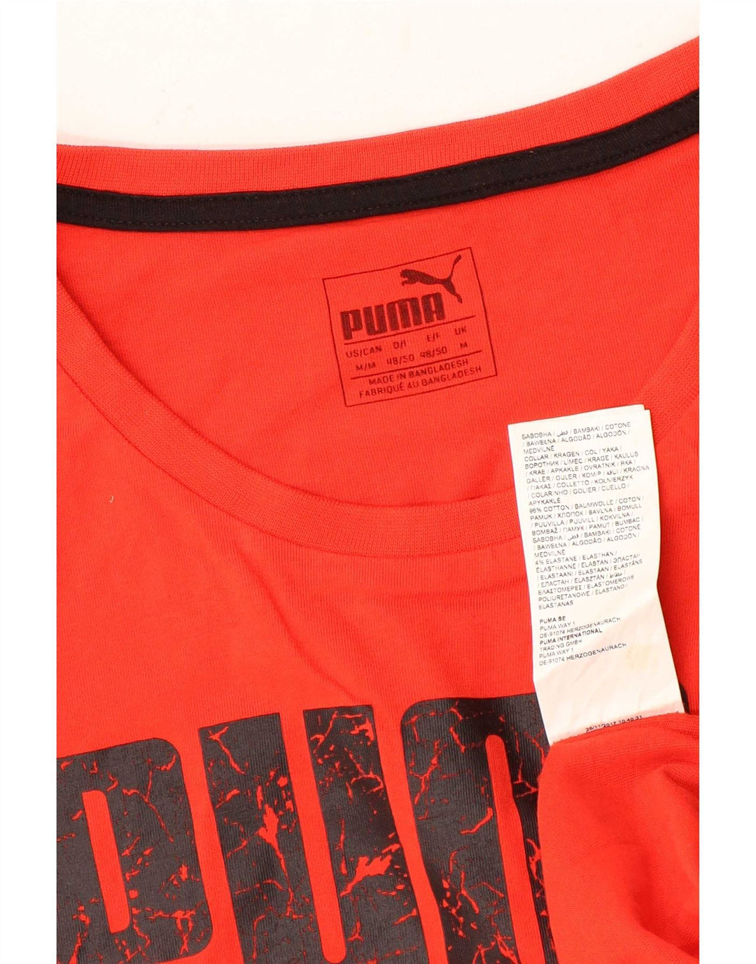 Puma Herren Grafik-T-Shirt-Oberteil aus mittelroter Baumwolle
