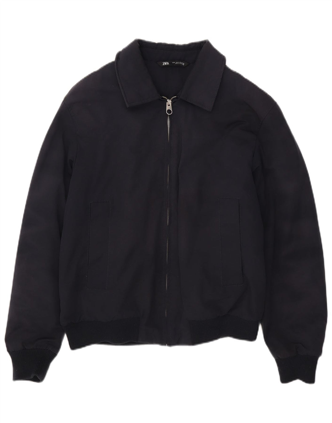 Zara Herren Bomberjacke UK 38 Medium Marineblau Polyester