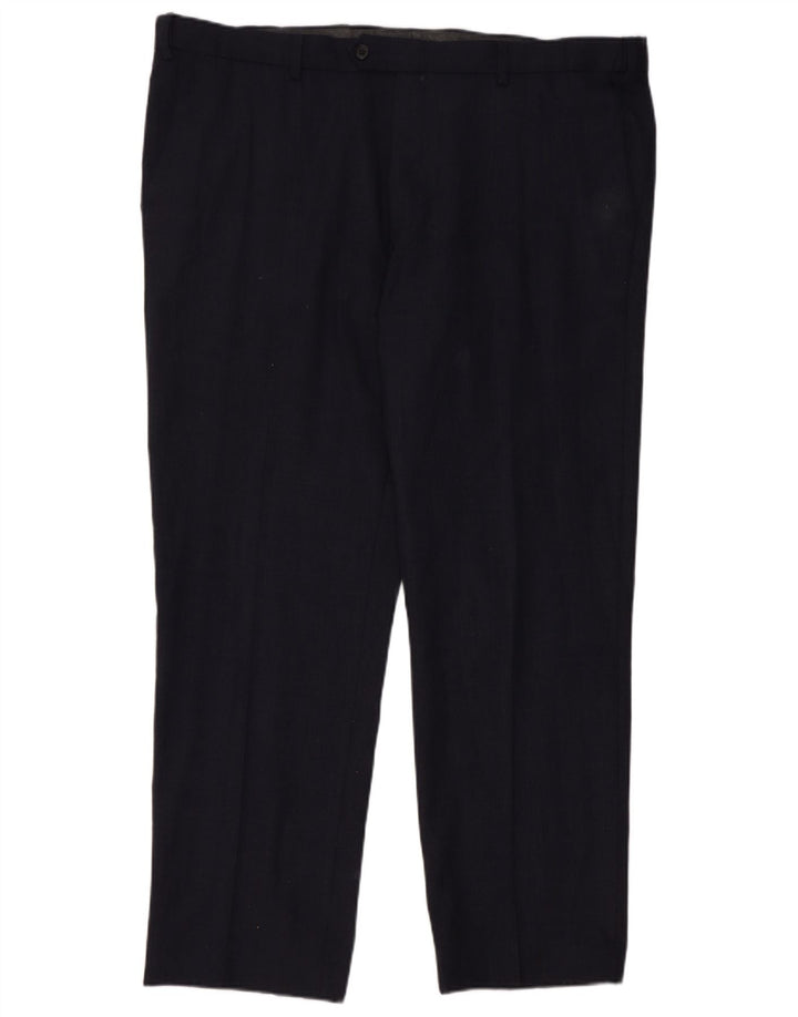 Marks & Spencer Herren-Anzughose mit maßgeschneiderter Passform, W42 L31, Marineblau kariert