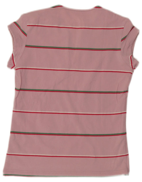 Nike Damen T-Shirt Top UK 14/16 Large Rosa gestreift