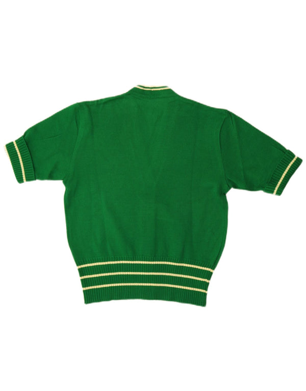 Vintage Damen Kurzarm-Cardigan-Pullover IT 46 Large Green