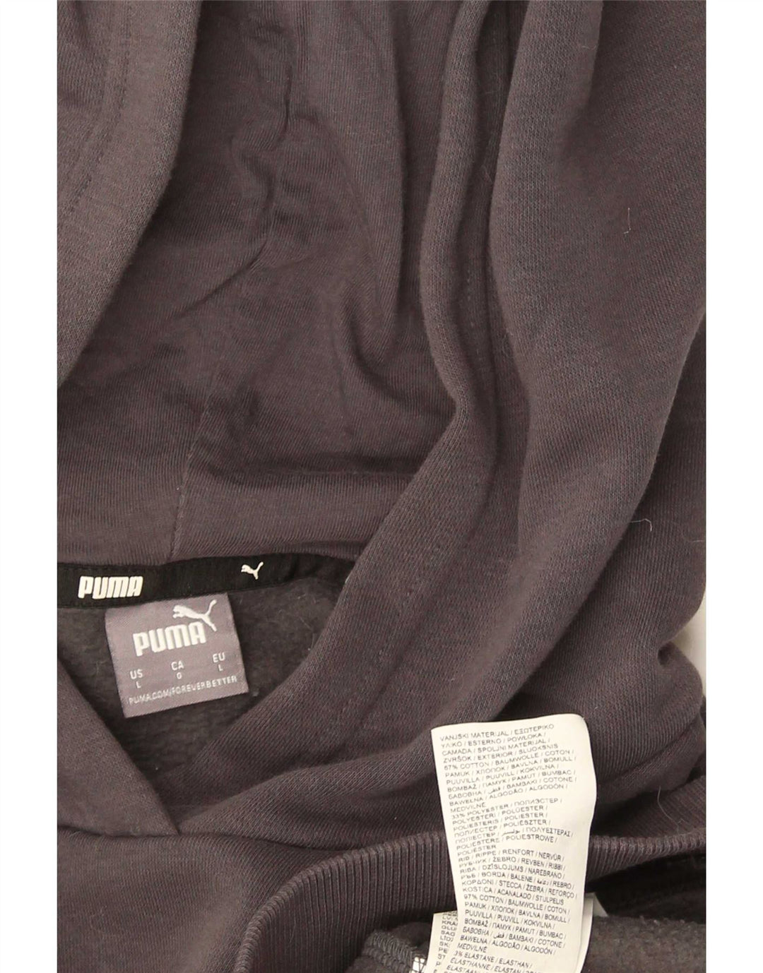 Puma Herren Kapuzenpullover, groß, graue Baumwolle