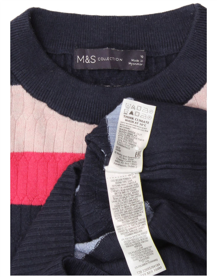 Marks & Spencer Damen-Pullover mit Rundhalsausschnitt, Gr. 10, Größe S, mehrfarbig