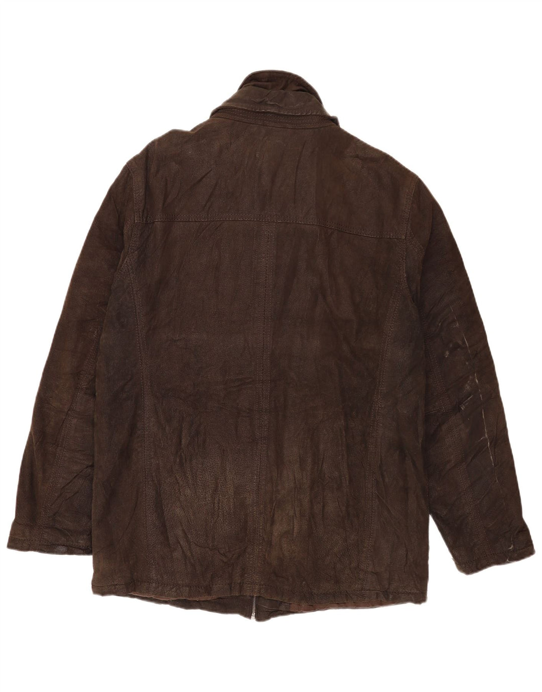 Angelo Litrico Herren Leder-Windbreaker-Mantel UK 42 XL Schwarz Klassisch