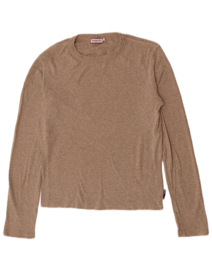 Max & Co. Damen Top Langarm UK 14 Large Beige Baumwolle