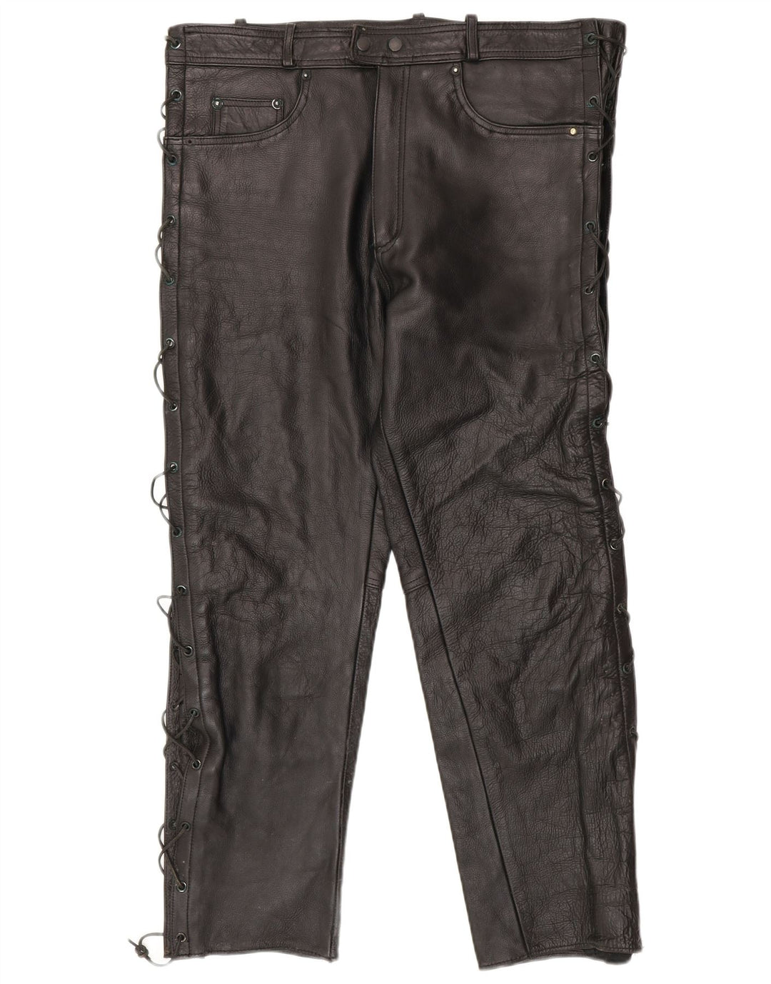 American Eagle Herren Slim Lederhose W36 L30 Schwarzes Leder