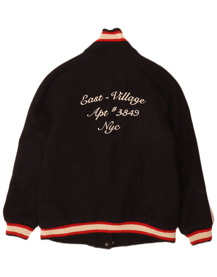 Zara Damen Trafaluc Graphic Varsity Jacke UK 16 Large Schwarz Colourblock