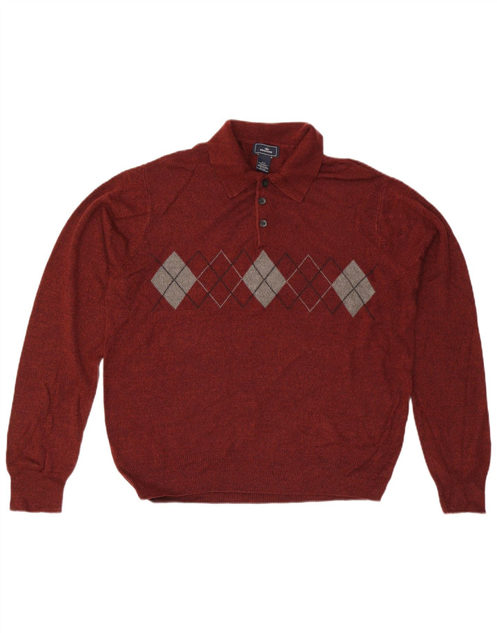 Dockers Herren-Pullover mit Rollkragen, mittelgroß, Burgunderrot, Argyle/Diamant
