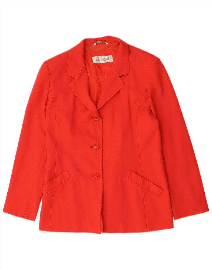 Max Mara Damen-Blazerjacke mit 3 Knöpfen, UK 12, mittelrote Wolle