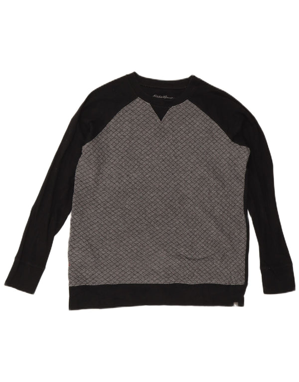 Eddie Bauer Damen Sweatshirt Pullover UK 14 Mittelgraue Colourblock-Baumwolle