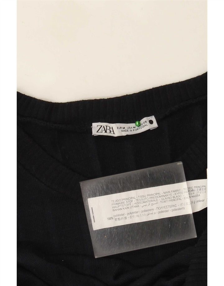 Zara Damen-Pullover, bauchfrei, übergroß, U-Boot-Ausschnitt, Gr. 14, mittleres Marineblau
