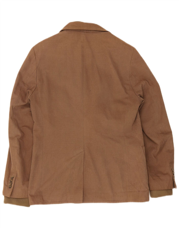 Zara Herren-Blazer mit 2 Knöpfen, EU 50, mittelbraune Baumwolle