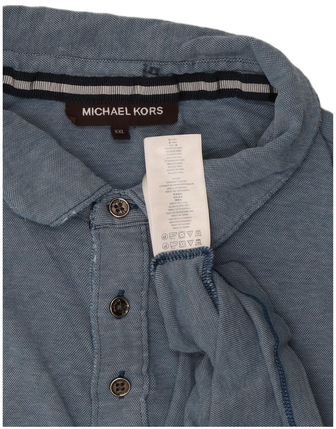Michael Kors Herren Poloshirt 2XL Blau Baumwolle