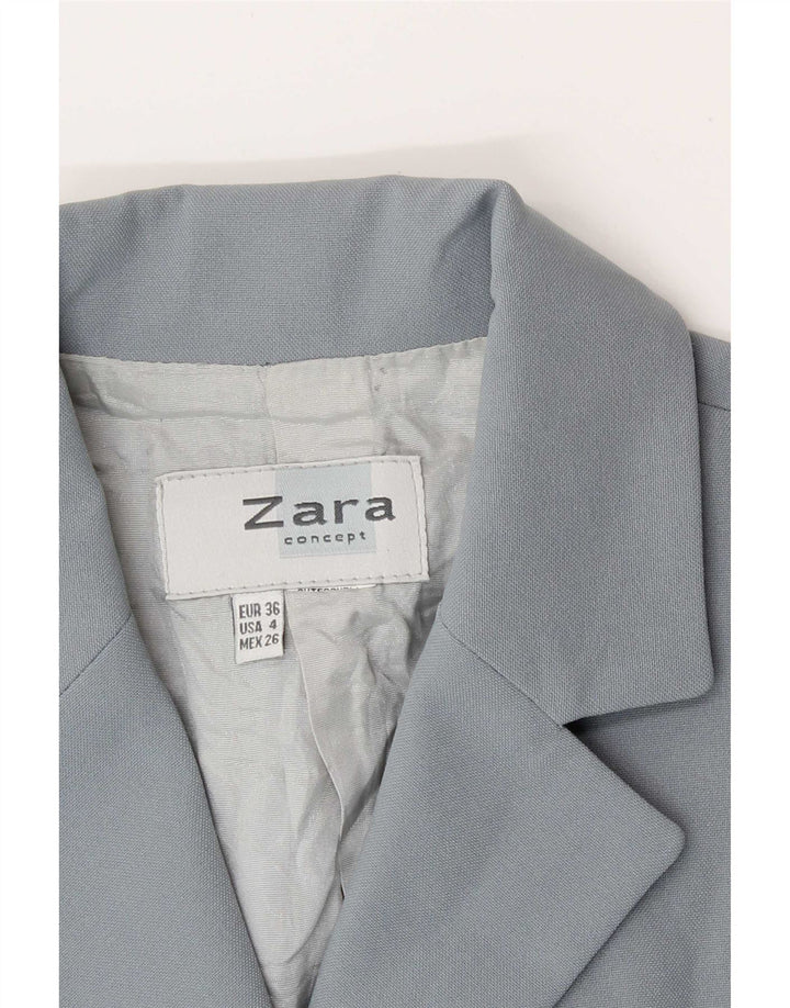 Zara Damen Kurzarm-Blazerjacke mit 3 Knöpfen, EU 36, XS, Grau