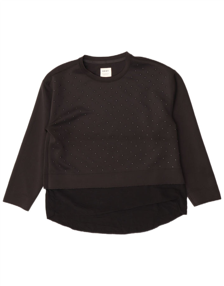 Dkny Damen-Sweatshirt-Pullover UK 16 Large Schwarz Polyester