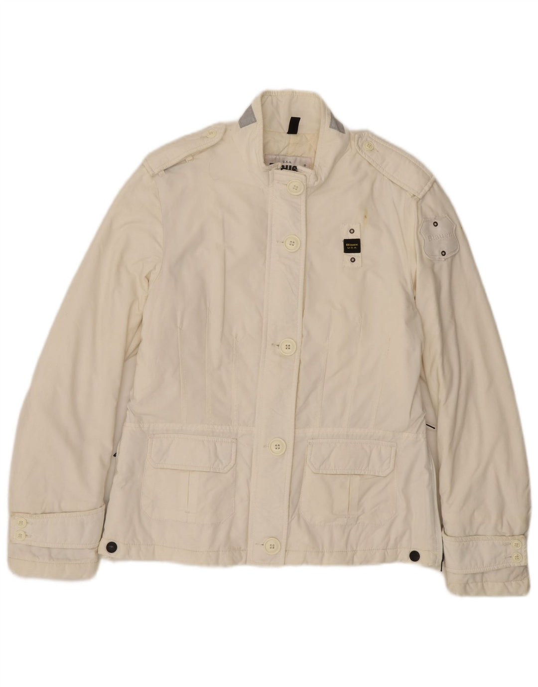 BLAUER Damen Militärjacke UK 14 Large Off White Polyamid