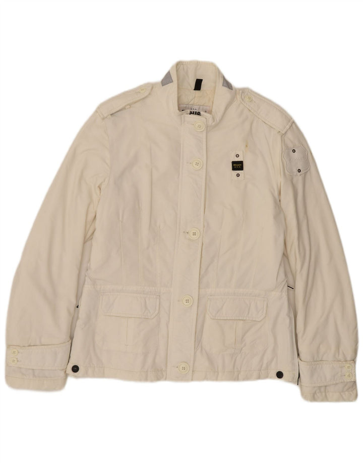 BLAUER Damen Militärjacke UK 14 Large Off White Polyamid