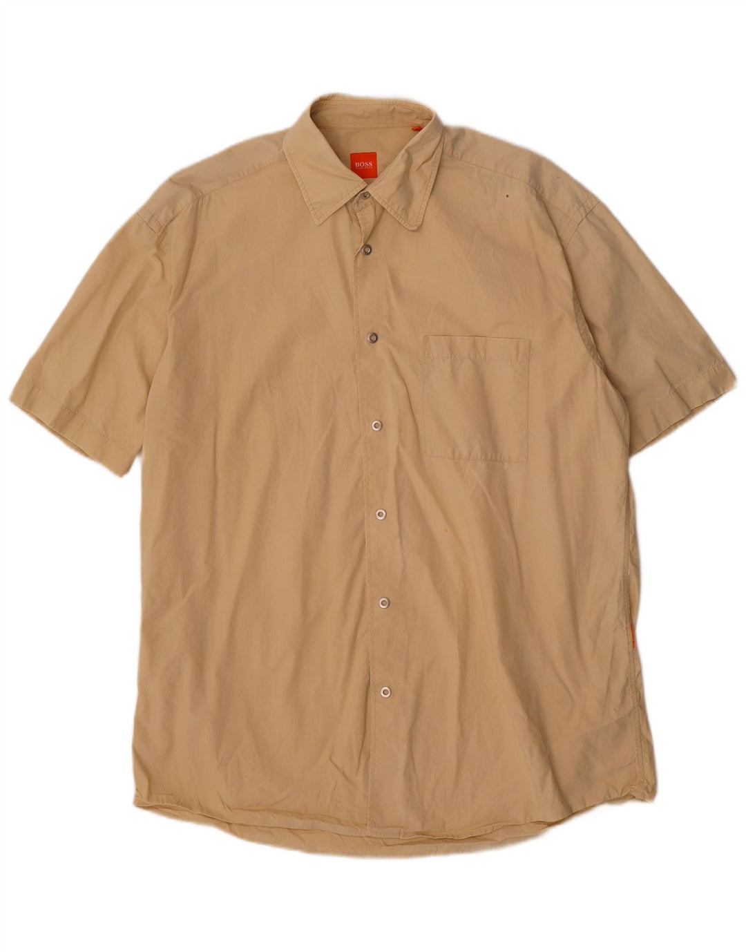 Hugo Boss Herren Kurzarmhemd Mittelbeige Baumwolle