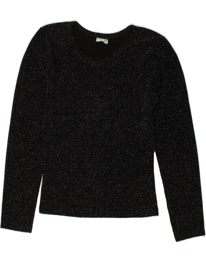VINTAGE Womens Top Long Sleeve UK 4 XS Black Flecked | Vintage Vintage | Thrift | Second-Hand Vintage | Used Clothing | Messina Hembry 